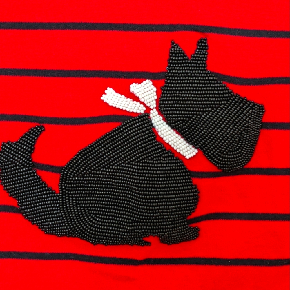 NWT  Beaded Black & Red Scotty dog shirt sz MP. Charter Club